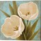 Morning Tulips on Blue by Vivien Rhyan 14" x 14" Canvas Wall Art (Set of 2)